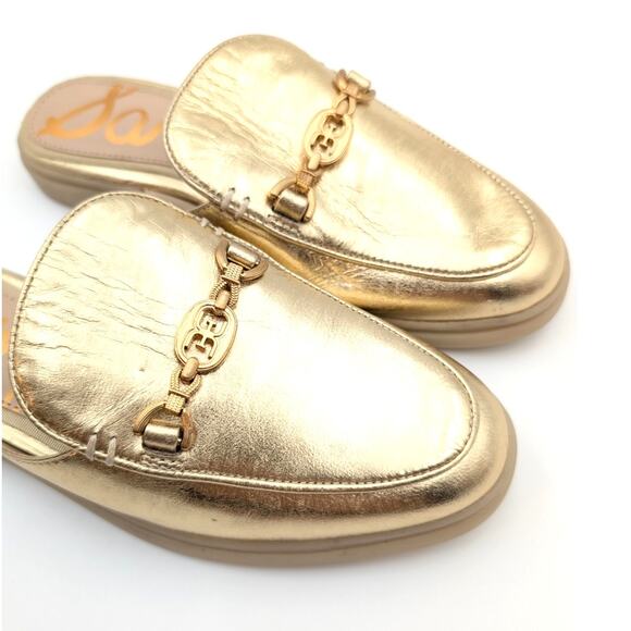 Sam Edelman Kira Slip On Mule Women's Logo Leather Gold Size US5M EU35 - Picture 11 of 11